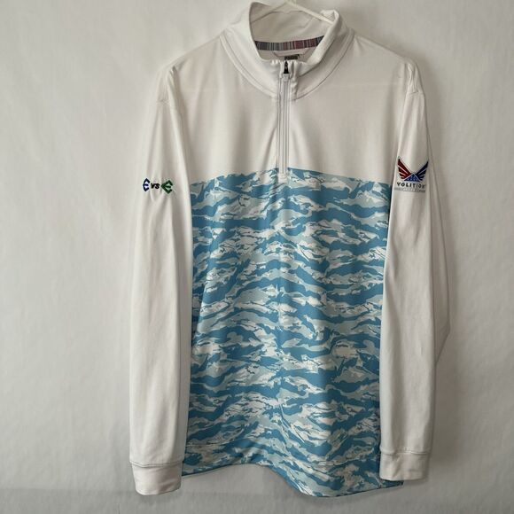 Puma Volition America 1/4 Zip Golf Pullover Mens Size Medium White Blue Camo - Picture 1 of 16